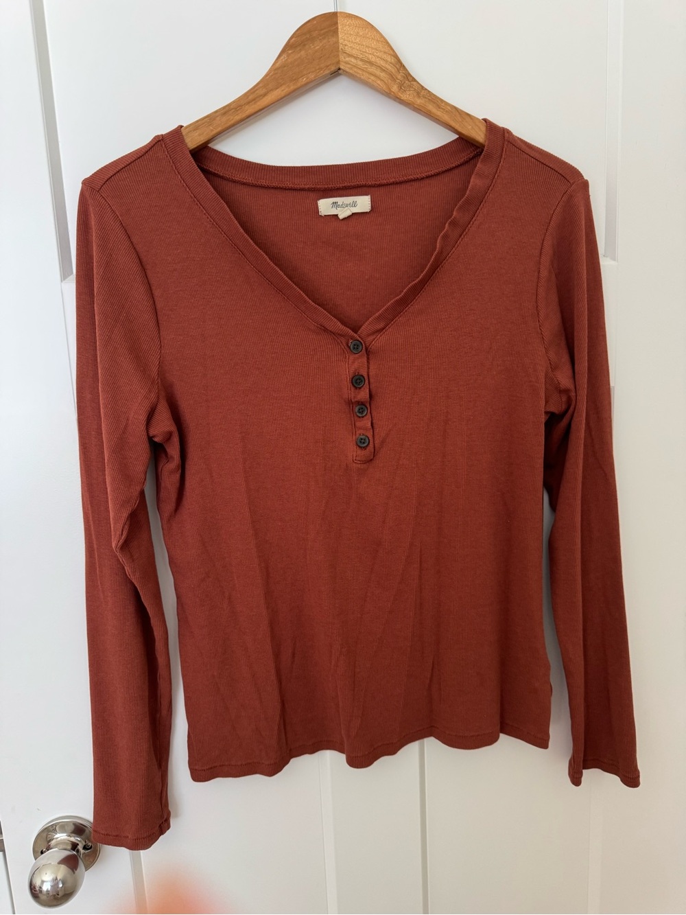Madewell Rust Long-Sleeve Henley Top